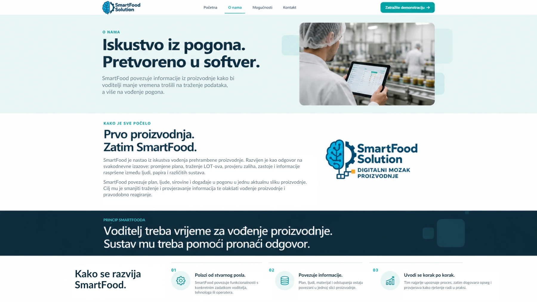 Ilustrativni prikaz radnika koji koristi tablet u prehrambenom pogonu