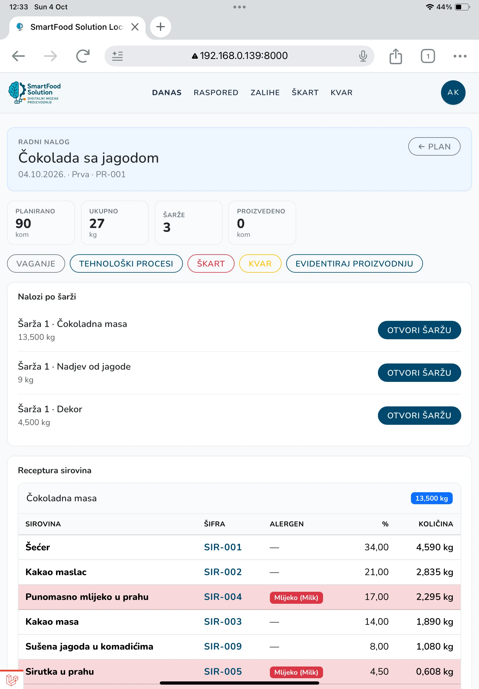 Radni nalog na tabletu